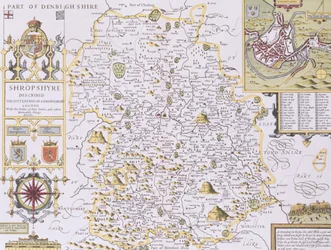 Shropshire, graviert von Jodocus Hondius (1563-1612) aus John Speed